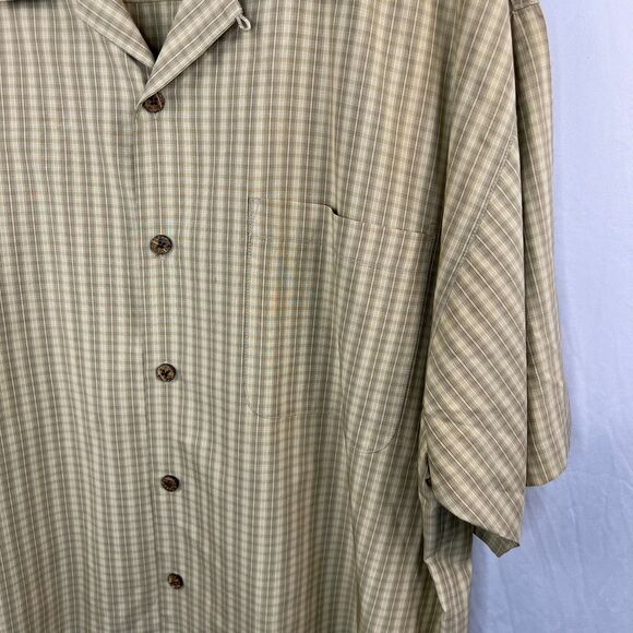 Tommy Bahama Brown Plaid 100% Silk Button Up Shirt Size XL - Picture 3 of 4